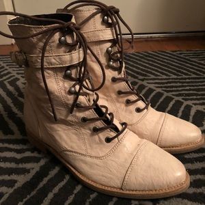 AllSaints Women’s Chalk White Leather Boots EU 39